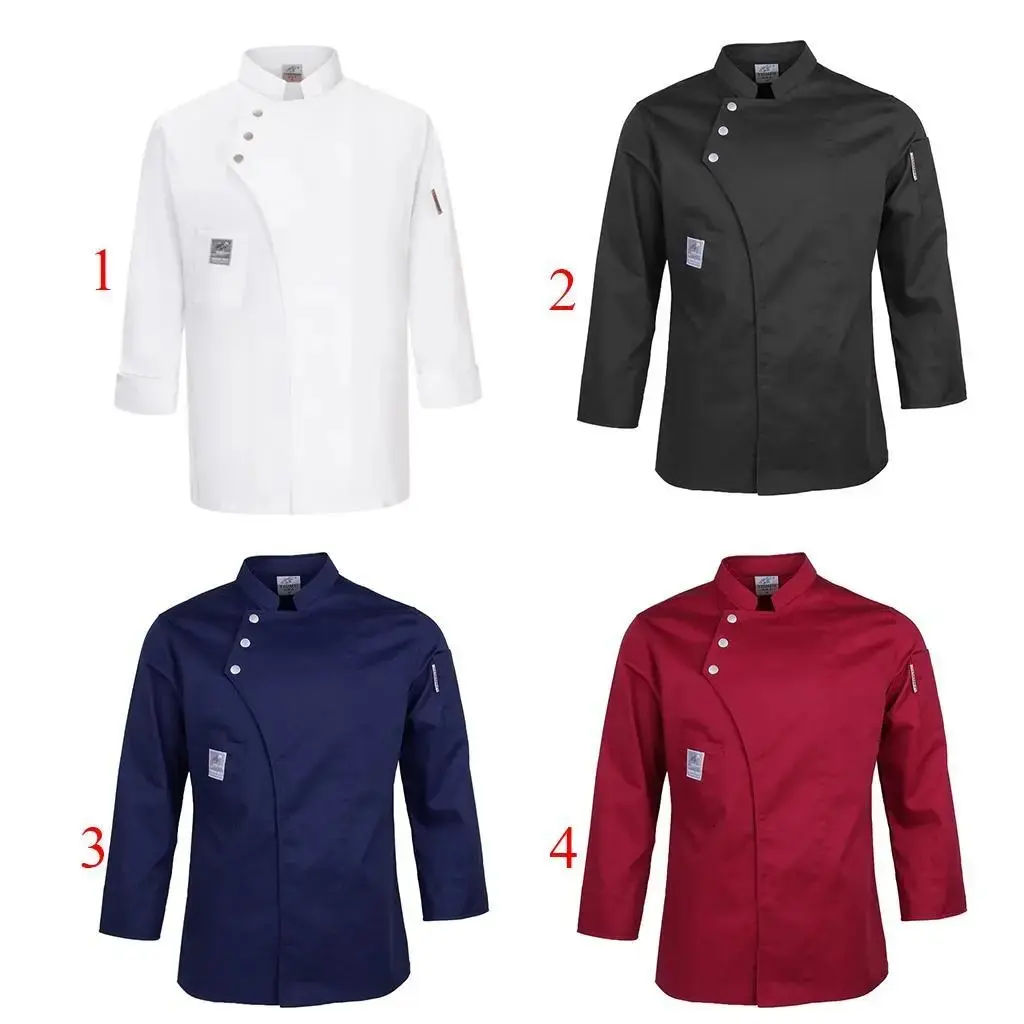 Unisex Long-Sleeve Chef Uniform Coat - Wrinkle-Resistant Workwear for Hotel & Restaurant Chefs and Bakers