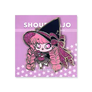 SHOURIMAJO Love Witch Enamel Pin - Hard Enamel Lapel Pin with Golden Plating Multi Color Enamel Filling Glitter and Screen Printed Details 1.5" Tall