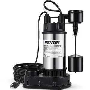 VEVOR Sump Pump, 1/2 HP 3960 GPH, Submersible Stainless Steel Water Pump, 1-1/2 NPT Discharge With 33 ft Cord, Automatic Float Switch with Piggy-back Plug, for Indoor Basement Water BasinVEVOR Super Brand Day