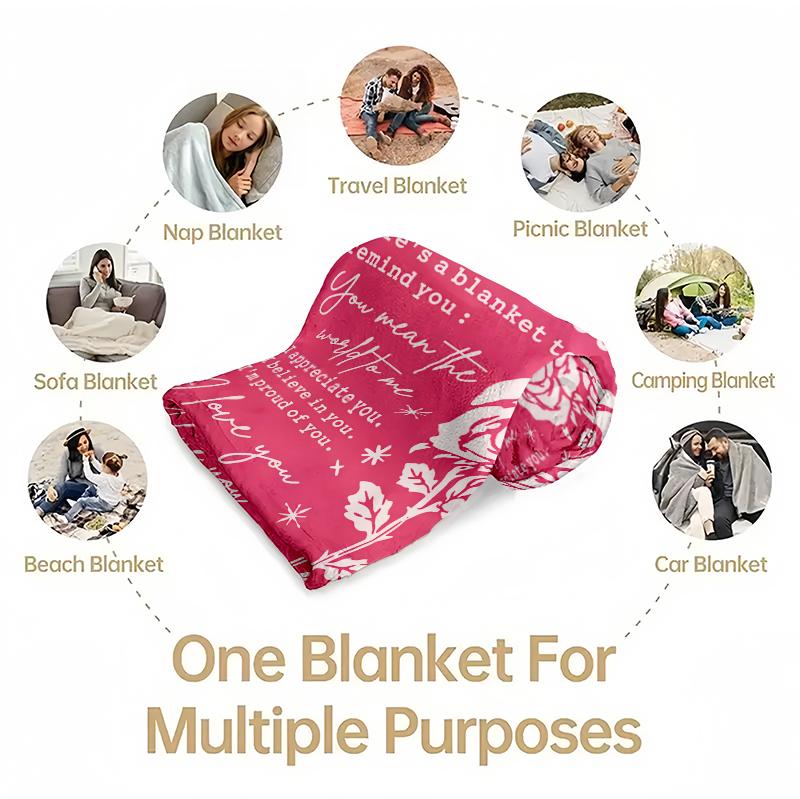 Countdown Sale! Gifts for Her, Anniversary Birthday Gifts for Girlfriend, Wife, Romantic Pink Blanket，A warm nap blanket，Applicable throughout the four seasons，with Rose Print, I Love You Gifts for Her, Wedding, Valentines Day Gift, Soft Throw Blanket