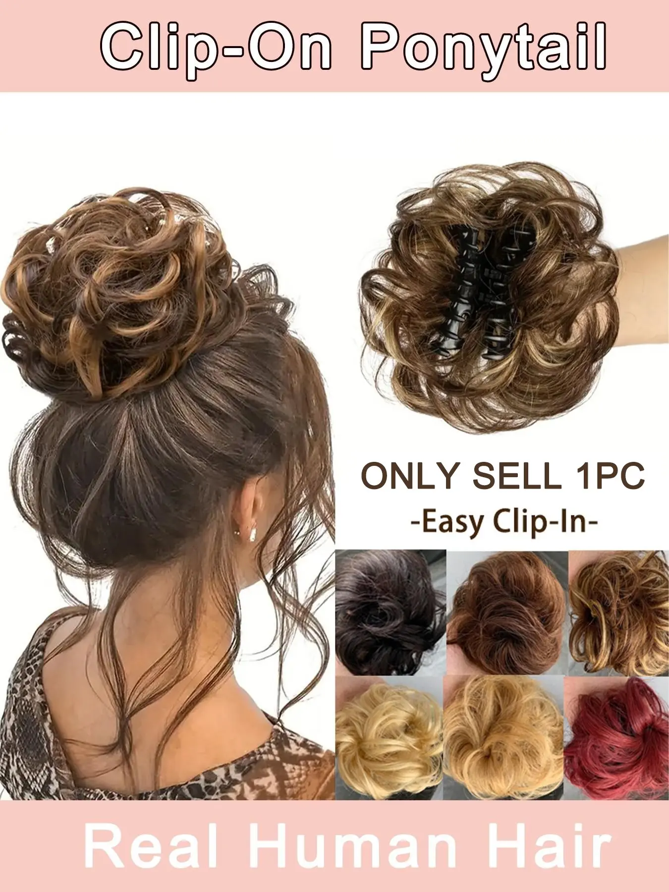 Real Human Mess Bun Hair Clip On Ponytail, Easy Quick Attachment Style, Increased Volume Full Look, Natural Smooth Hair, Durable Non-Fall Out Secure Hold, Pony Tails Hair Extensions, Hair Ponytail Extension