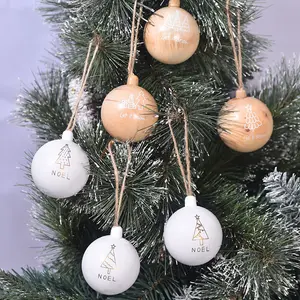 Wooden Christmas Ball Ornament Set, Solid Wood Tree Decorations, Perfect Holiday Gift Idea, Festive Home Decoration Accessories