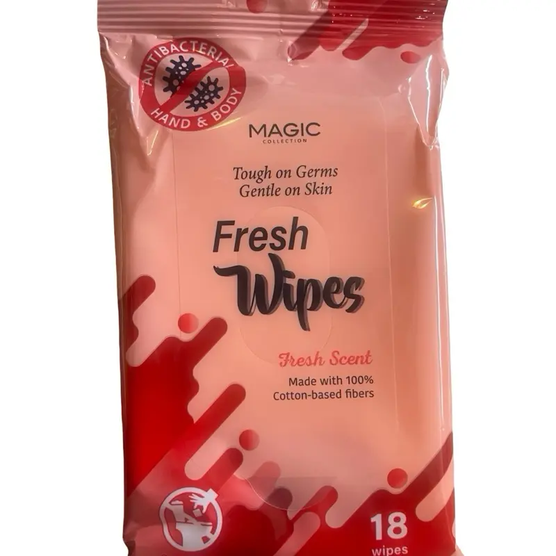 Magic Collection Fresh Wipes Antibacterial Hand Wipes 18 Count Pack