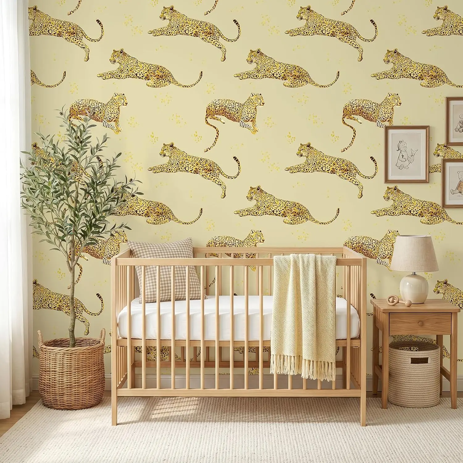 VEELIKE Cream Beige Leopard Peel and Stick Wallpaper, 17.7''x118'' Decorative Cheetah Wallpaper for Bedroom, Self Adhesive Vinyl for Nursery Room, Removable Animal Print Contact Paper for Cabinets Shelves Accent Walls