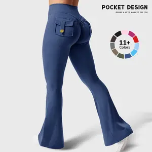 Women's High-Waist Flare Leggings - High-Elastic Comfortable Fashion Sporty Sports Bottoms, Tummy Control Slimming Yoga Pants for Daily Outfits & Gym Fitness