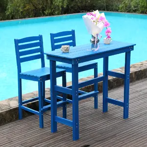 ARCH HDPE Outdoor Bar Table and Chairs Set, Adirondack Bar Chairs Set.Outdoor Furniture for Outside, Navy blue.Waterproof, anti-corrosive.All Weather, for Lawn, for Garden, for Backyard, for Poolside