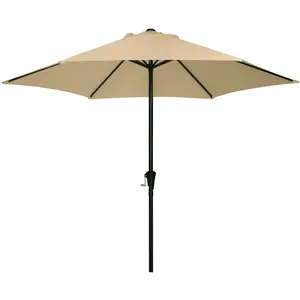 SUNNYGLADE 9FT Outdoor Patio Umbrella, Market & Table Big Umbrella with 6 Sturdy Ribs and Crank System, Fade-resistant & Waterproof for Garden Backyard Poolside Deck(without base)