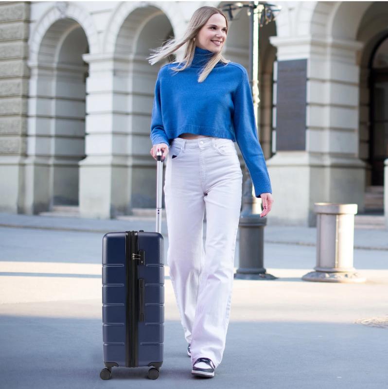 Set of 3 Hardside Luggage, Expandable Rolling Luggage with TSA Lock and Spinner Wheels, Blue