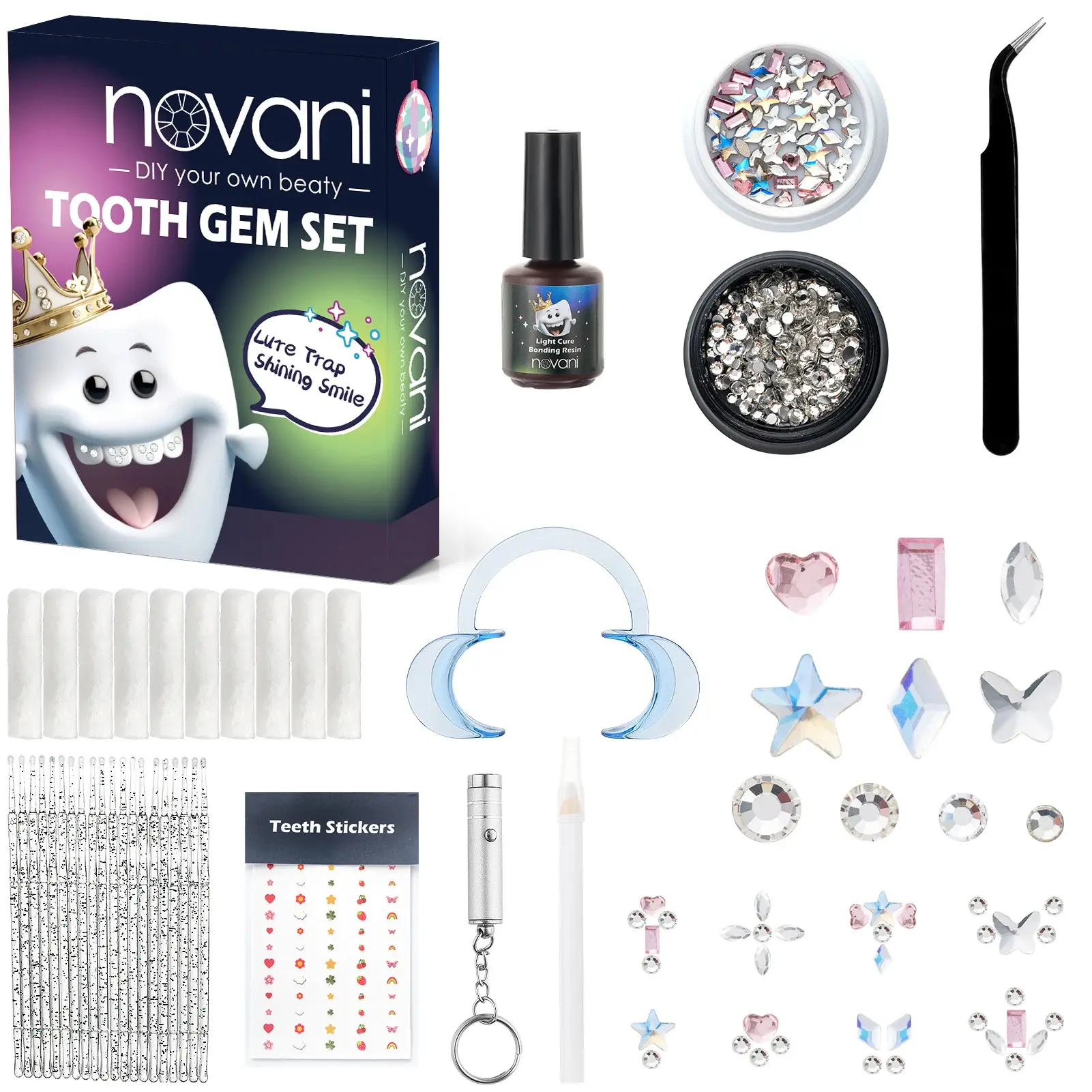 Boho & Indie Style Tooth Gems, Unisex Crystal Multi-Pack with Natural Motifs, Easy Apply Kit for a Unique Dental Look, Teeth Accessory, Unique Gems, Unique Smile