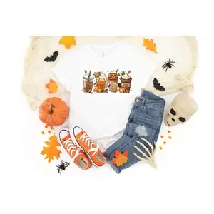 Fall Coffee Shirt, Cute Fall Shirt, Coffee Lover tee Shirt, Halloween Pumpkin Latte Drink Cup, Pumpkin Spice, Thanksgiving
