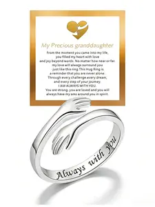 Granddaughter Hug Ring, Hopeful Adjustable Copper Band, Elegant Daily Wear Jewelry, Perfect Gift for Birthdays & Graduations