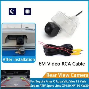 for Toyota Rearview Backup Camera Compatible with Prius C/Aqua, Yaris, Auris Hatchback, Fortuner - Hardwired Parking Aid with Night Vision, Spot, Wide-Angle Reverse Camera (720P, Surface Mount)