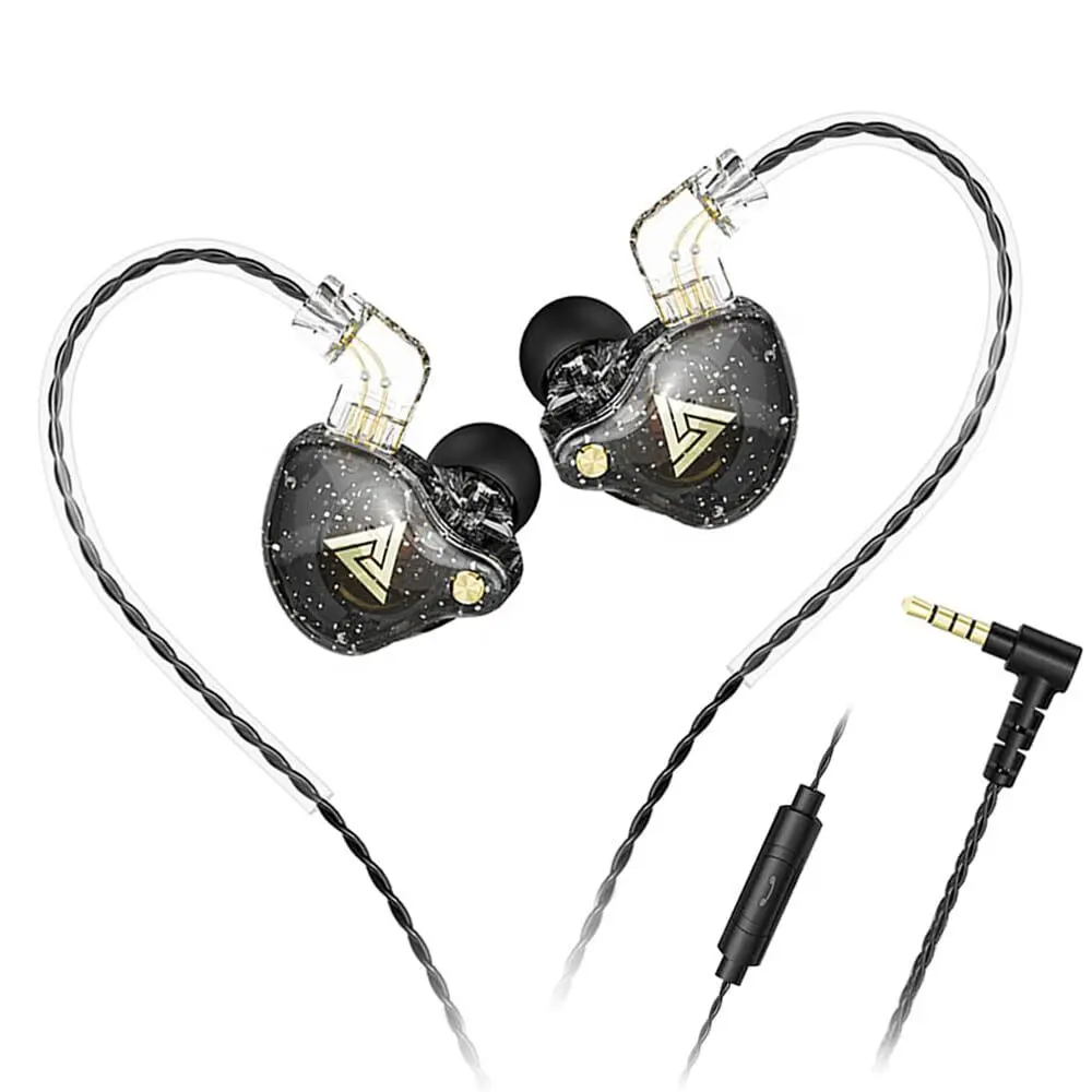 Yeabomy Wired Gaming Earbuds QKZ AK6 PRO in Ear Monitors Deep Bass Sound Wired Earbuds HiFi in Ear Headphones with New 1DD 10mm Dynamic Driver IEM for Music Gaming Video Calling (Black)