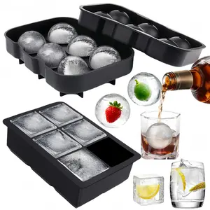 2 PCS Silicone Ice Cube Tray Large Square Ice Cube Mold Ball for Whiskey Ice and Cocktail Making Drinks Reusable and Multifunctional Household Ice Maker For Kitchen Bar