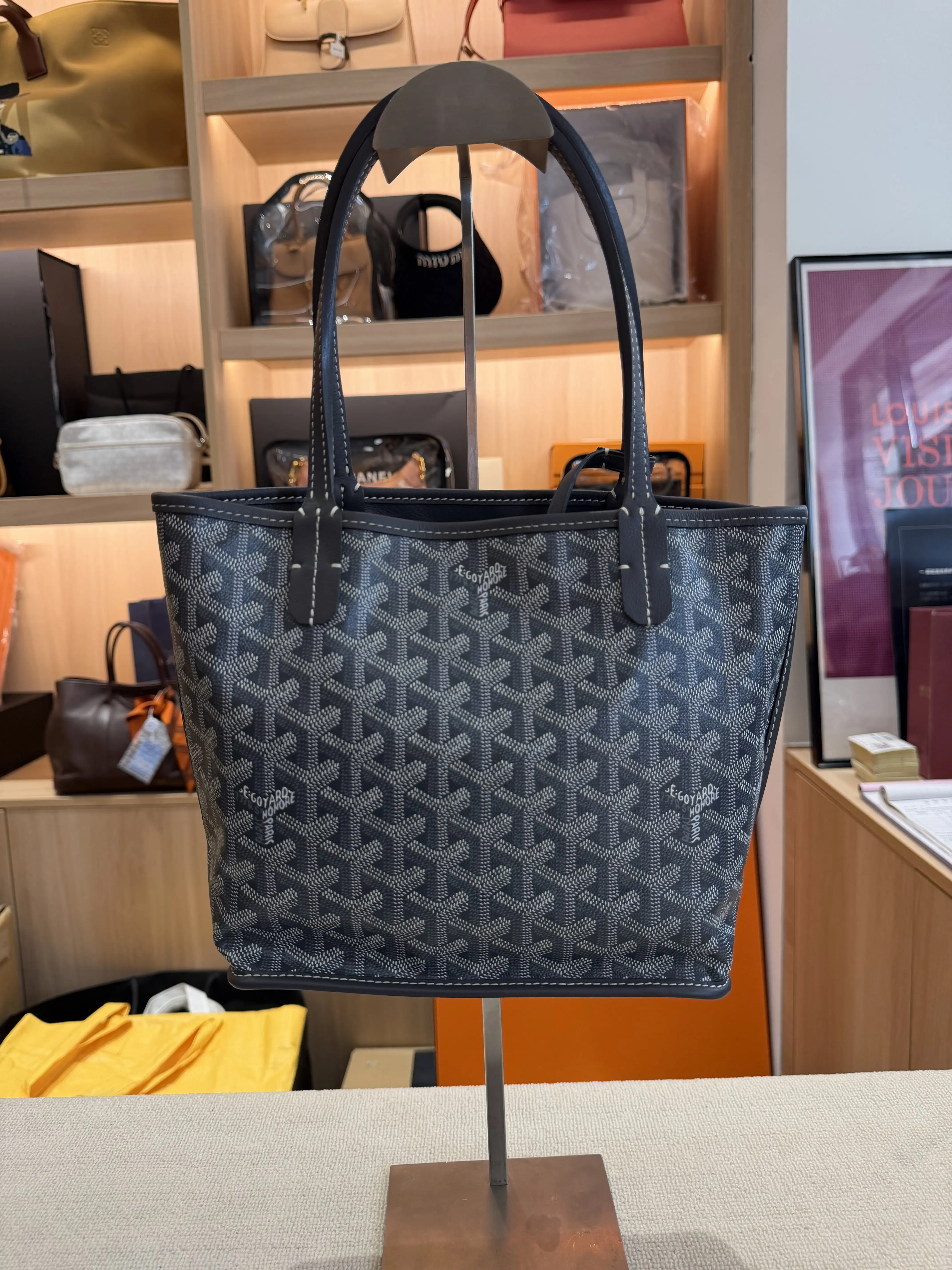 Pre-owned Goyard Anjou Tote Grey Mini