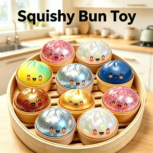 2026 New Stress Relief Glitter Squishy Dumpling Toy | Cute & Fun Squeeze Toy for All Ages ， Sensory Autism Gift, Adorable Gyoza Shape