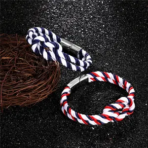 Fashion Infinity Charm Nautical Survival Rope Chain Paracord Bracelet Men Women Stainless Steel Magnetic Clasp