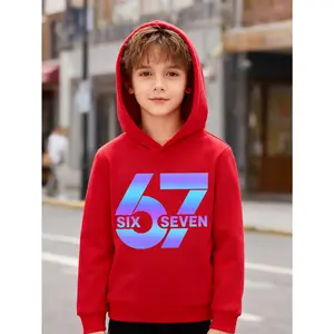 Boys' Number 67 Math-Themed Hooded Sweatshirt RU9170029 - Warm All-Season Casual Sweater with Random Print, Machine Washable Polyester Uniform & Educational Math Clothing for Boys Over 3 Years Old