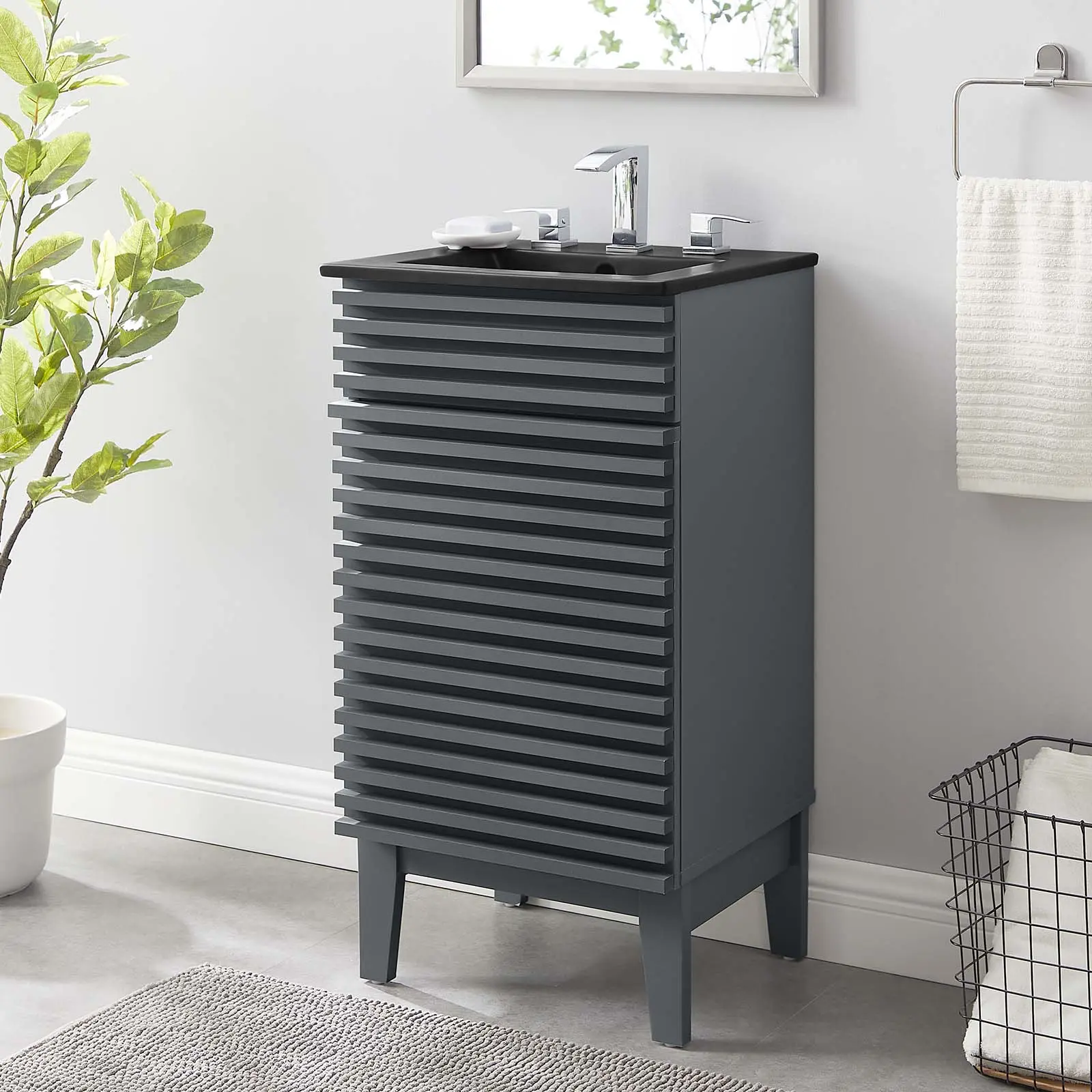 Modway Render 18" Bathroom Vanity in Gray Black Modway Render 18" Bathroom Vanity in Gray Black