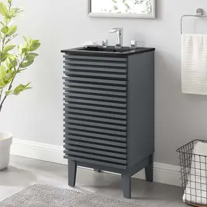 Modway Render 18" Bathroom Vanity in Gray Black