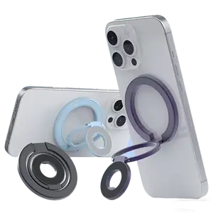 MagSafe Phone Ring Holder, Double-Sided Magnetic Ring Stand for iPhone 16 15 14 13 Plus Pro Max, 360° Rotation Triple Foldable Kickstand, Strong Magnet Grip for Gym Gym Equipment & Car Mount