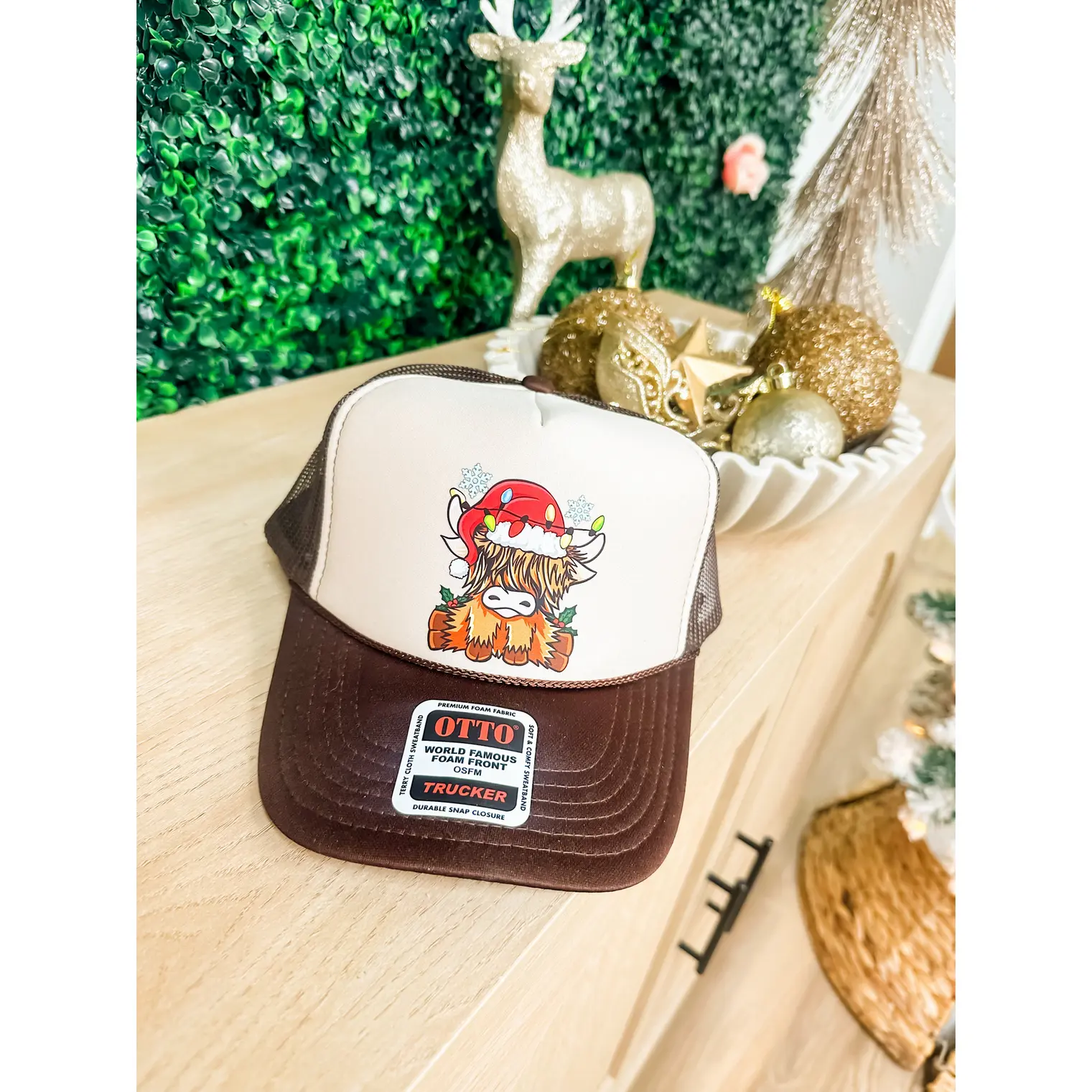 Custom Color Christmas Cow Trucker Hat