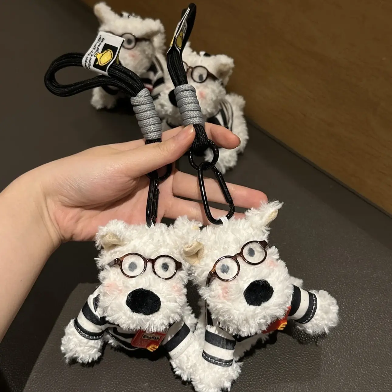 Westie Plush Backpack Charm, Cute West Highland Terrier Puppy Doll Keychain, Aesthetic Luggage & Bag Accessory Gift, Backpack Charms