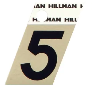 Hillman Group 840484 1.5 in. Black & Gold Glossy Aluminum Angle-Cut Adhesive Number - 5 - 6 Piece