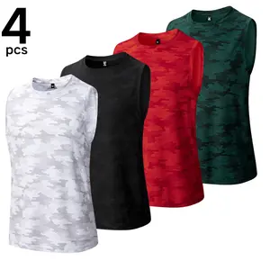 Sleeveless Camouflag-Print Tank Tops - Textured Fabric for Modern Casual & Active Styling "