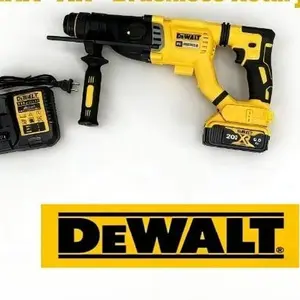 DEWALT DCH263 20V MAX XR Brushless Cordless Rotary Hammer Power Tool With Φ26mm Max Drilling Diameter 0-950RPM No-Load Speed 0-3600IPM Impact Rate For Concrete Drilling Wall Renovation Masonry Construction Equipped With 6.0Ah Lithium Battery And Charger