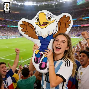 FIFA WORLD CUP 2026 - Official Genuine Mascot Throw Pillow Toy, Cartoon Eagle Tiger Design Soft Pillow Toy for Room Bedroom, Mascot Pillow for Football Fans