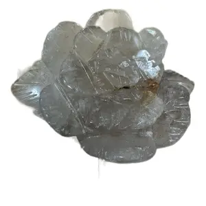 Smoky Clear Quartz Rose Hand-Carved with Natural Inclusions for Energy Cleansing & Emotional Clarity Palm-Sized Decor Piece