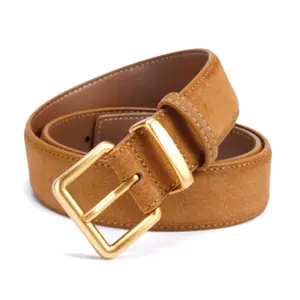 Wide Suede Belt Women Genuine Leather Ladies Waist Belt for Jeans Dress Casual Square Gold Buckle