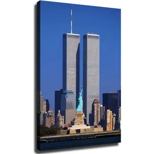 One World Trade Center Twin Towers Poster Wall Art for Living Room Bedroom Wall Art Printins Wall Decor (16x24inch-Framed)