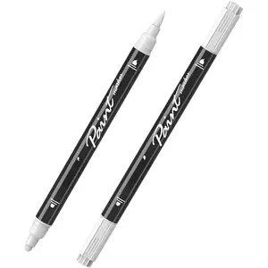 White   Markers, 2 Pack  Tip  Pens  Markers with Dot and Brush Tip, Coloring Marker for , Rock, Canvas, Glass, Metal, Ceramic, Plastic, Fabric, School Supplies