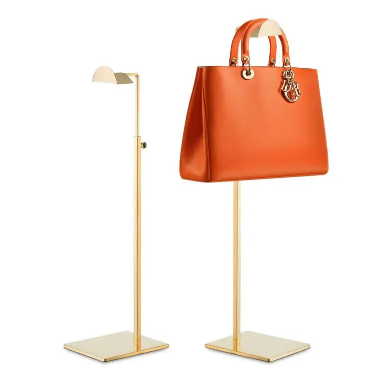 2-Pack Polished Gold Stainless Steel Purse Handbag Display Stand – Adjustable Height Semi-Circle Hanger Organiser for Jewelry, Scarves, Hats, Sunglasses – Boutique, Retail, Market, Store Fixture, Fashion Accessory Shelf