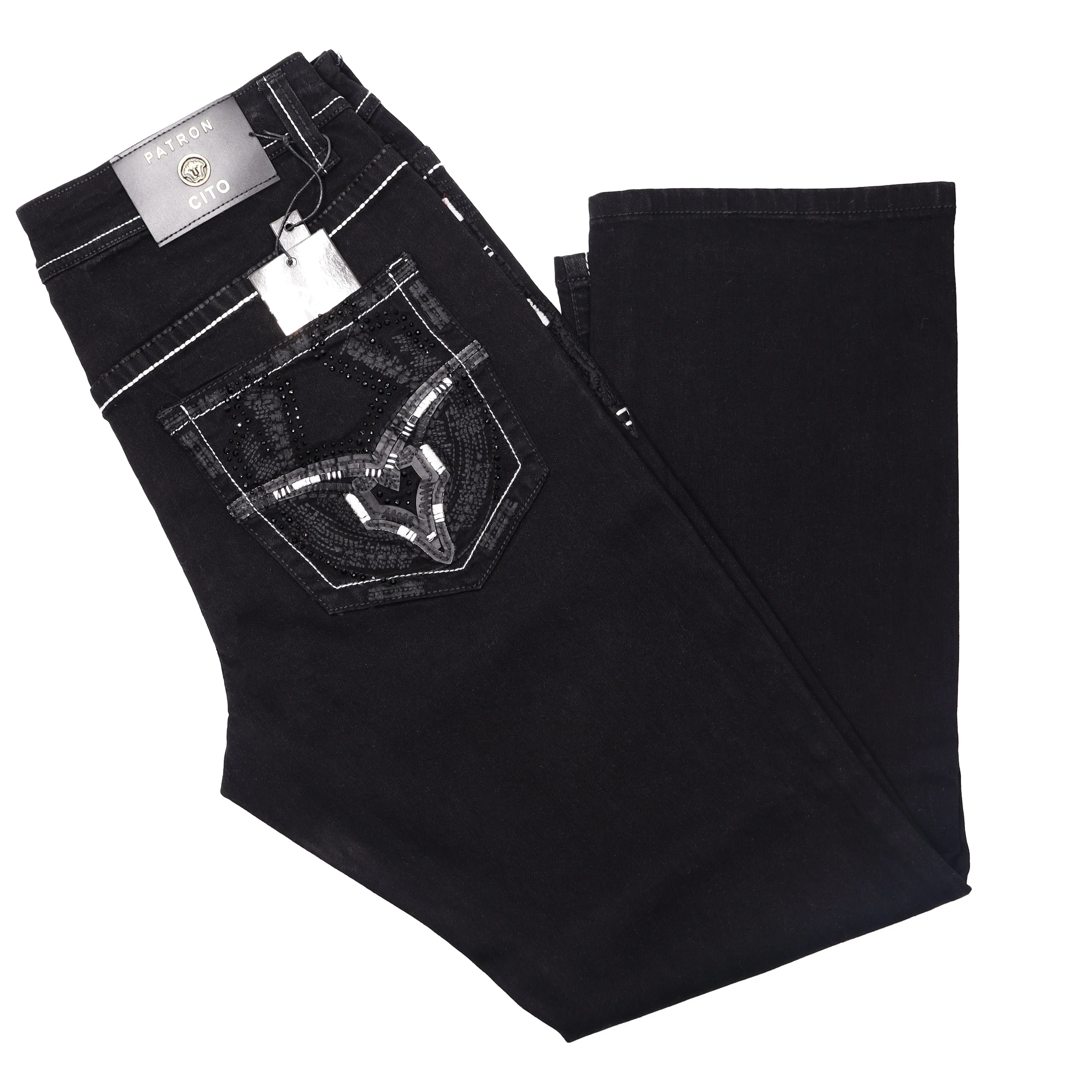 Pantalon Vaquero color Negro - Diseño de cuernos 