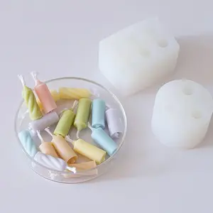 2pcs mini silicone candle molds, aroma candle silicone molds, candle making molds, DIY handmade candle making molds, candle decoration accessory molds, Soap Molds, easy to demold, easy to clean, clear texture, reusable, DIY Kit