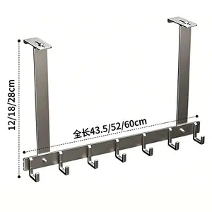 The adjustable wall hook behind the door is suitable for thick doors, serving as a clothes rack for the entrance and bedroom, without the need for drilling, and also aids in bathroom storage