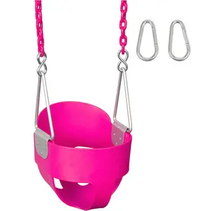 Swing Set Stuff Inc. Highback Full Bucket Swing Seat With 8 1/2 Ft Coated Chains Pink