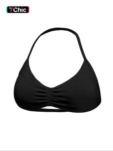women's solid color sports bra, casual comfortable breathable push up bra, ladies sportswear for indoor outdoor wear