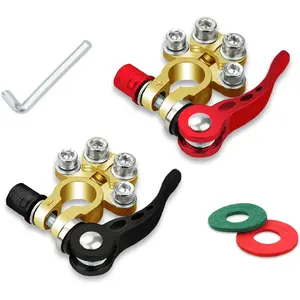 Battery Terminal Connectors, 4 Way Quick Release Disconnect Battery Terminals, Positive Negative Battery Cable Ends for SAE/JIS Type