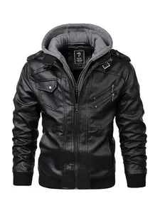 European and American autumn and winter faux leatherjacket men's PU leather casual motorcycle jacket autumn andwinter fashion brand heavy workmanship men's handsome??gift??Gift（gift）