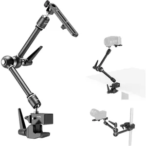 Friction Magic Arm Camera Mount with Super Clamp and Platform, Overhead Camera Desk Mount Srand, Studio Space Saver, Heavy Duty Mount/Bracket for Lights, Cameras