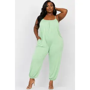 Plus Size Mint Sleeveless Jogger Jumpsuit