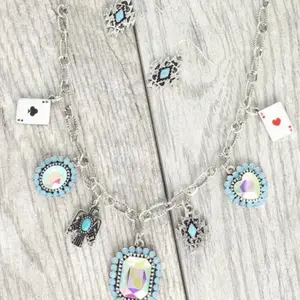 Dainty turquoise gemstone beads necklace, birthday gift, gemstone round beaded sterling silver chain necklace, tiny turquoise boho necklace