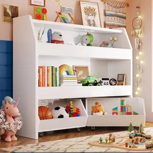 3-Tier Rolling Toy Storage Cabinet for Kids - Multiple Versatile Storage for Toys, Pet Items, and Snacks with Wheels, Modern White Design