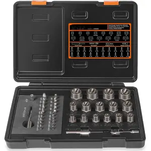 Damaged Screw Extractor Set, 2-21mm, 39- Bolt Extractor Kit, Easy Out Bolt Extractor Set, Impact Bolt & Nut Remover Set for Damaged, Frozen, Rusted, Rounded-Off , Nuts & Screws