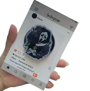 Creepy Face Phone Grip MagSafe, Spooky Mouth Aesthetic Phone Stand, Surreal Horror Graphic Socket,  Grunge Style, Cool Gift for Teens