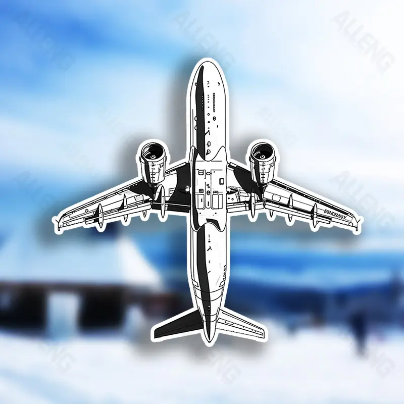 Airplane Line Draft Airbus Sticker, Matte PVC Self-adhesive Buffer Sticker, Waterproof, Suitable for Glass and Metal Surfaces, Car Window Sticker, Suitable for Motorcycle Accessories, Vinyl Material
